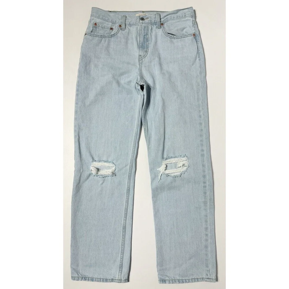 Levi’s 90s Style Low Pro High Rise Straight Jeans Light Wash Distressed Women 29